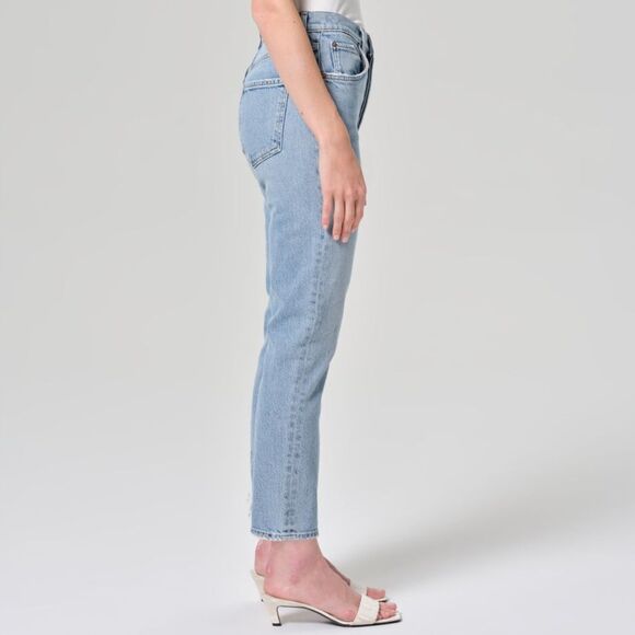 AGOLDE Riley High Rise Straight Leg Crop Jeans Button Fly Light Wash Size 25 - Picture 3 of 7